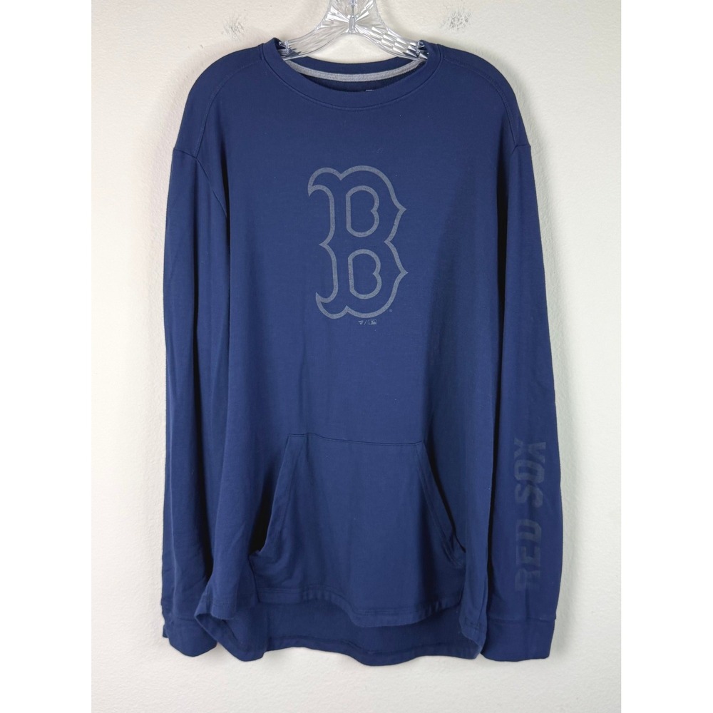 Fanatics Shirt Mens XL Boston Red Sox Navy Blue Long Sleeve Kangaroo Pocket Logo